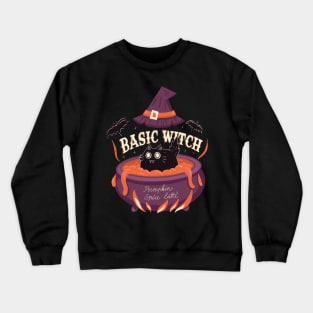 Basic witch halloween black cat pumpkin latte Crewneck Sweatshirt